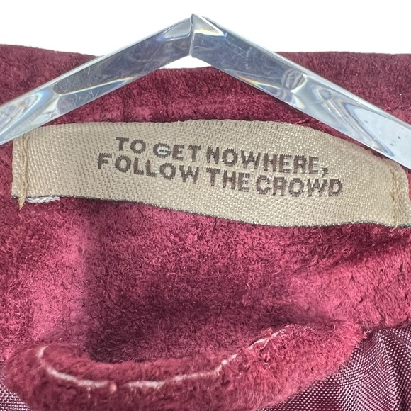 RUFF HEWN Well Worn Full Zip Deep Wine/Merlot Suede Moto Jacket Size XL - Picture 9 of 9